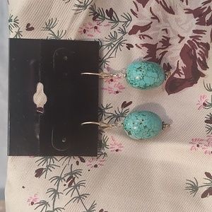 Earrings, turquoise stone, 925 clips